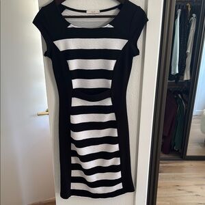 Le Lis Black and White Striped Mini Dress